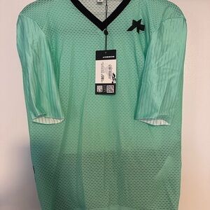 Men's Bicycle Jersey Mint Green V-Neck Short Sleeve